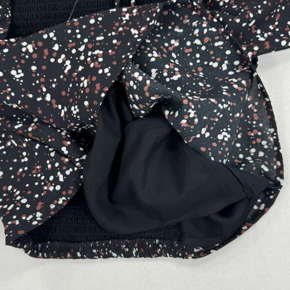 Abercrombie & Fitch Womens Dotted Tie Front Smocked Top Medium Black - Picture 9 of 14